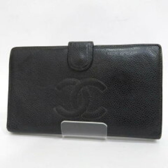 Chanel Wallet Coco black long mark leather caviar - Picture 1 of 9
